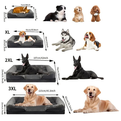 Extra large orthopedic dog bed washable sofa bed, support foam pet sofa bed, removable pet dog sofa and dog bed for all seasons