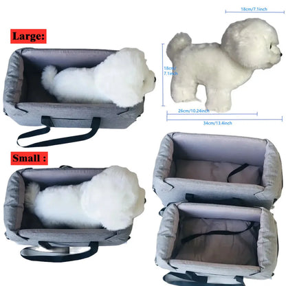 Pet Products Portable Console Booster Dog Car Seat & Carrier for Small Dogs & Cats,Car Seat for Center Car Armrest Safety Tether