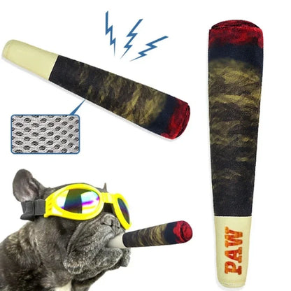 Funny Interactive Dog Toys Cigar Design Plush Squeaky Pet Toys Grinding Teeth Creative Chew Cool Stuffed Gifts for Dog Birthday