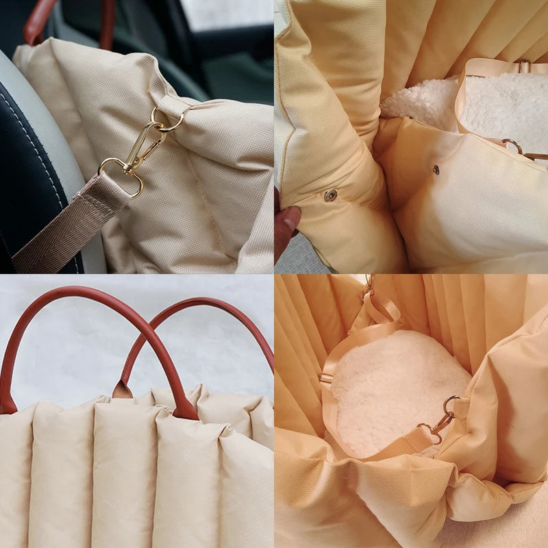 Pet Dog Bag Is Portable and Comfortable for Travel Luxury Handbag Winter Warm Removable Portable Outdoor Travel Safety Seat Bag