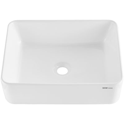 Rectangle Vessel Sink, 19" x 14.7" Bathroom Vessel Sink Countertop, White Ceramic Bathroom Sinks Above Counter, Modern Style, Bright and Elegant, Well-Packaged for Bathroom, Hotel, Toilet, RV