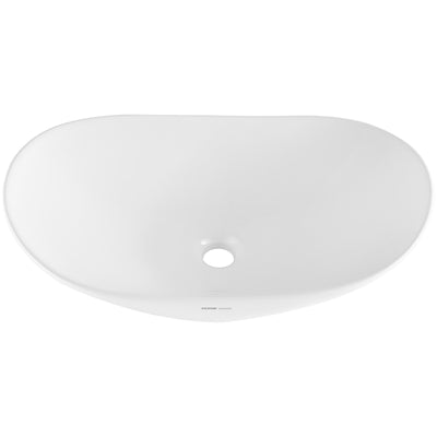 Oval Vessel Sink, 23.3" x 14.2" Bathroom Vessel Sink Bowl Countertop, White Ceramic Bathroom Sinks Above Counter, Bowl Sink with Modern Style, Well-Packaged for Bathroom, Hotel, Toilet, RV
