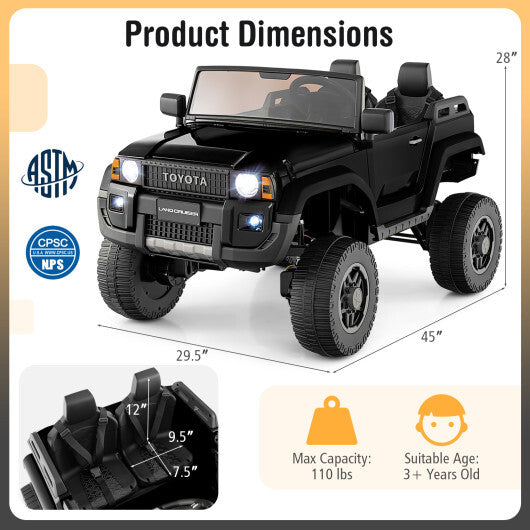 24V 2 Seater Ride on Car 4WD/2WD Switchable for Kids with Remote for Ages 3+-Black