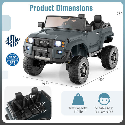 24V 2 Seater Ride on Car 4WD/2WD Switchable for Kids with Remote for Ages 3+-Black