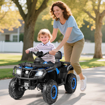 24V Kids ATV 2-Seater with 4 Motors with LED Lights and Music-Blue
