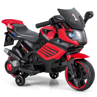 6V Kids Motorcycle with Headlights Music and Detachable Training Wheels-Navy