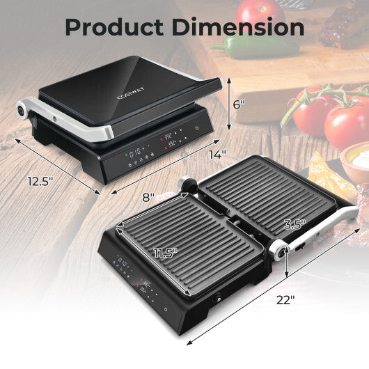 Costway 3 in 1 Indoor Electric Panini Press Grill with LED Display-Black