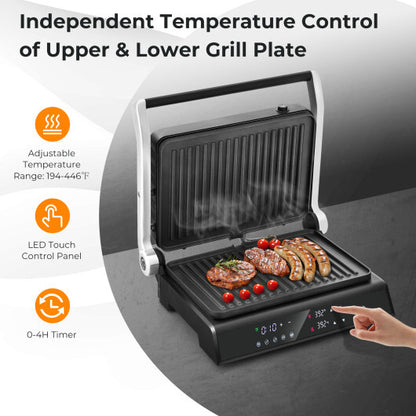 Costway 3 in 1 Indoor Electric Panini Press Grill with LED Display-Black