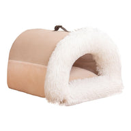 Striped Plush Semi-Enclosed Portable Dog Nest Bed