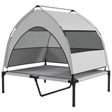Elevated Light Gray Dog Bed with Removable Canopy & Cooling Pad