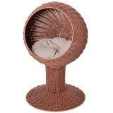 Elevated Rotatable Egg Chair Bed with Thick Cushion for Cats Brown