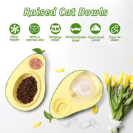 Automatic Avocado Wooden Slow Feed Cat Bowl with Water Feeder