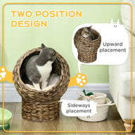 Handwoven Elevated Cat Bed Wicker Egg Chair with Cushion