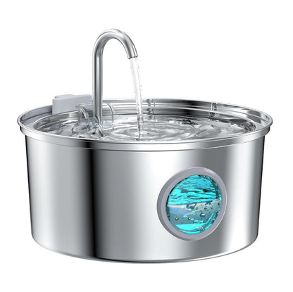 All Stainless Steel Pet Water Dispenser Round Runway Type Large Capacity Dogs And Cats Water Dispenser