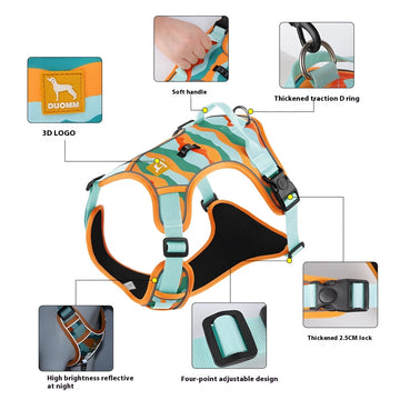 Reflective Oxford Cloth Dog Chest and Back Harness with Hand Holding Rope