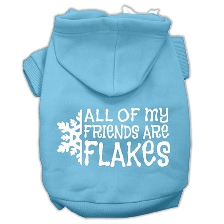 All my friends are Flakes Screen Print Pet Hoodies Baby Blue Size S - Asmota