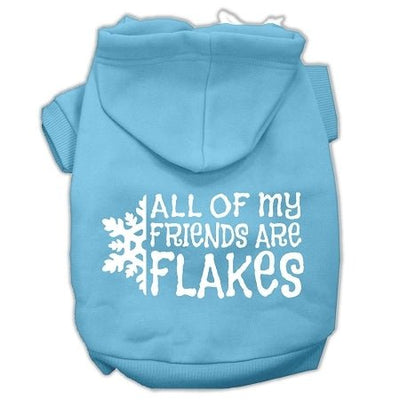 All my friends are Flakes Screen Print Pet Hoodies Baby Blue Size S