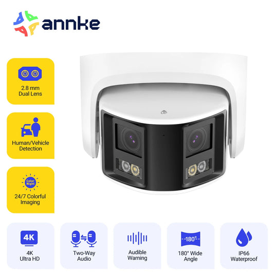 ANNKE Smart Home 180° 8MP DUO POE Dual Lens Wide View Outdoor Video POE Camera,4K AI Human Detect,8MP Security CCTV Camera - Asmota