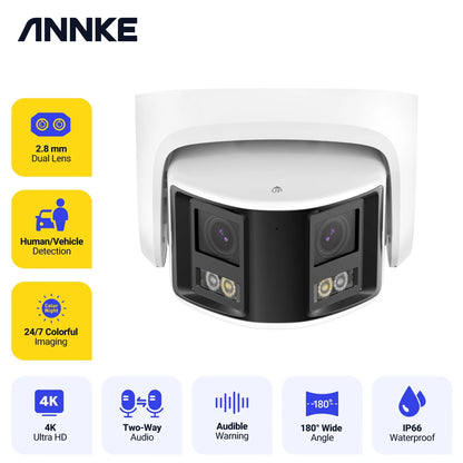 ANNKE Smart Home 180° 8MP DUO POE Dual Lens Wide View Outdoor Video POE Camera,4K AI Human Detect,8MP Security CCTV Camera - Asmota