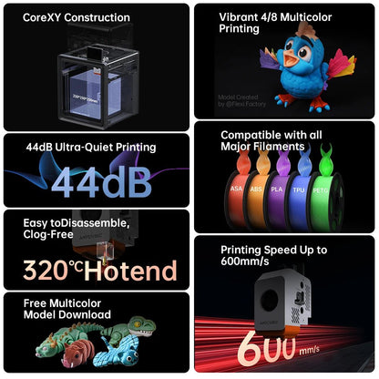 Anycubic Kobra S1 Combo Multi - Color 3D Printer High Precision Core XY Stable Structure Ultra - Quiet Max Speed 600mm/s 3D Printer - Asmota