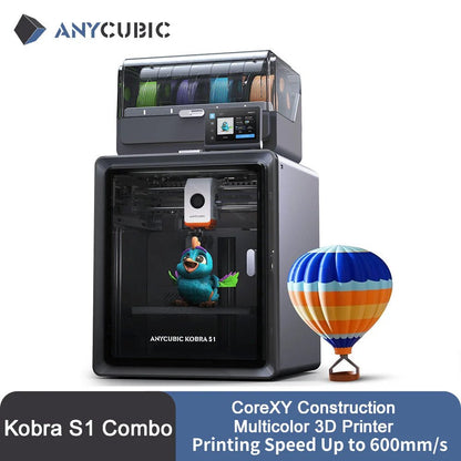 Anycubic Kobra S1 Combo Multi - Color 3D Printer High Precision Core XY Stable Structure Ultra - Quiet Max Speed 600mm/s 3D Printer - Asmota