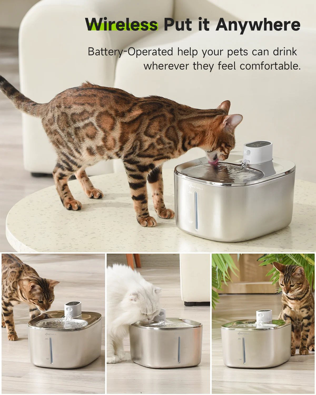 APETDOLA 4L Wireless Cat Water Fountain Auto Sensor Drinking Fountain For Cats Dog Drinker Pet Water Dispenser Accessories - Asmota