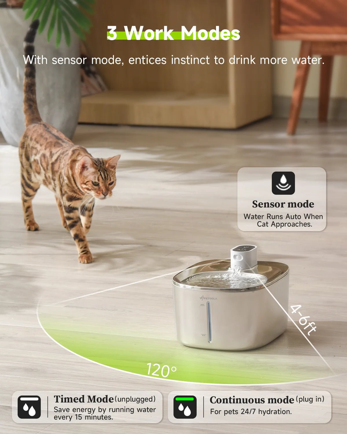 APETDOLA 4L Wireless Cat Water Fountain Auto Sensor Drinking Fountain For Cats Dog Drinker Pet Water Dispenser Accessories - Asmota