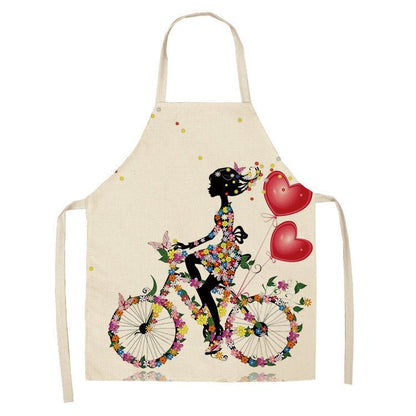 Apron Christmas Valentine's Day Linen Printing Home Kitchen Waterproof Thickened Graphic Customization Cross - border Apron - Asmota