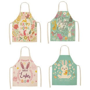 Apron Christmas Valentine's Day Linen Printing Home Kitchen Waterproof Thickened Graphic Customization Cross - border Apron - Asmota