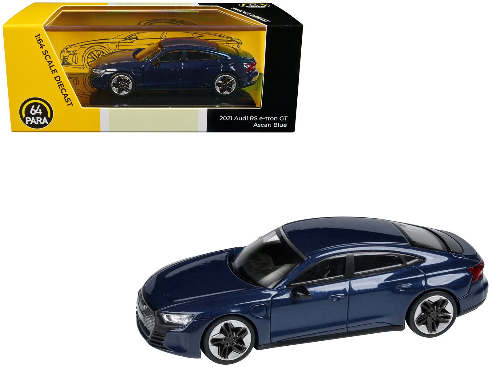 Audi E - tron GT RS Ascari Blue Metallic 1/64 Diecast Model Car by Paragon Models - Asmota