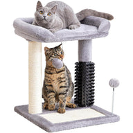 Small 4-in-1 Cat Tree Tower with Sisal Scratching Post and Grooming Brush