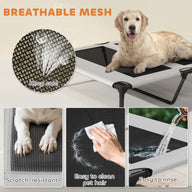Elevated Light Gray Dog Bed with Removable Canopy & Cooling Pad