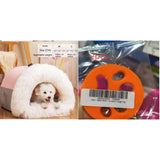 Striped Plush Semi-Enclosed Portable Dog Nest Bed