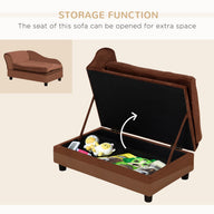 Brown Fabric Dog Sofa Bed Couch with Storage 740x485x165 mm