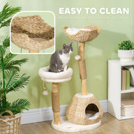 41 Inch Indoor Cat Tree with Wooden Scratching Posts and Condo Bed