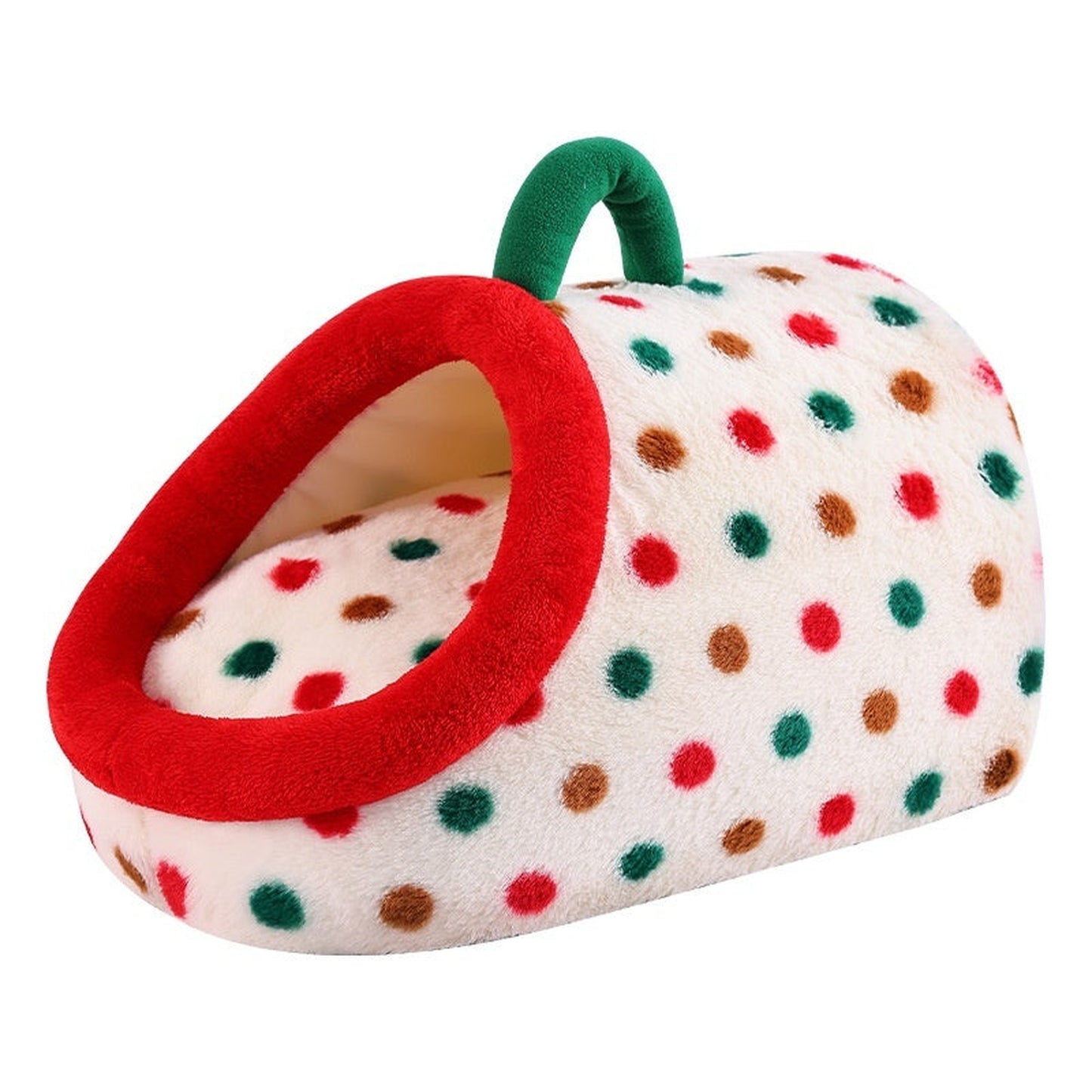 Semi Enclosed Fabric Dog Bed in Polka Dot or Love Pattern