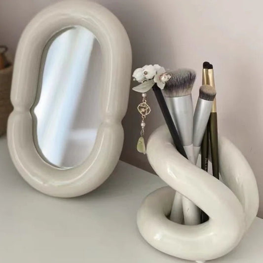 Bathroom Ceramic Toothbrush Holder Rope Knot Tooth Brush Storage Holder Dressing Table Makeup Organizer Shelf Nordic Home Decor - Asmota