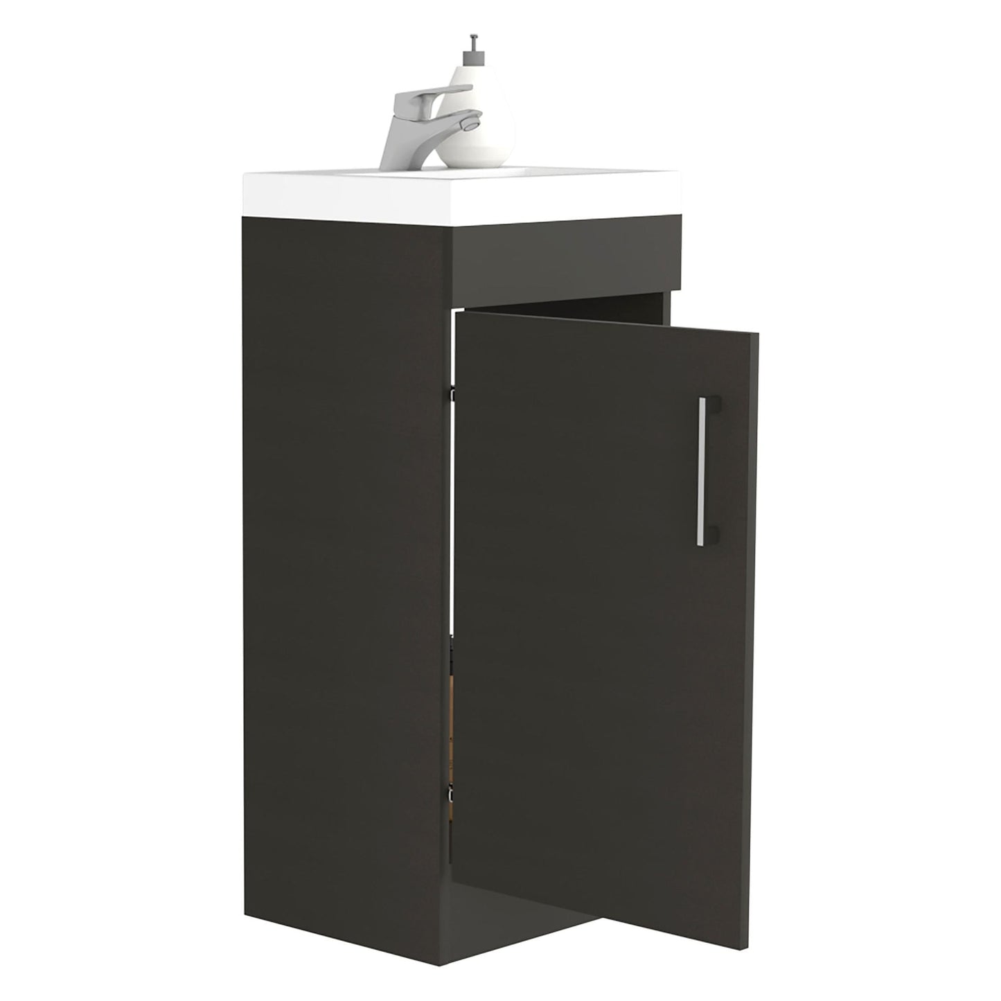 Bathroom Vanity Sink Jozz, Single Door Cabinet, Black Wengue Finish - Asmota