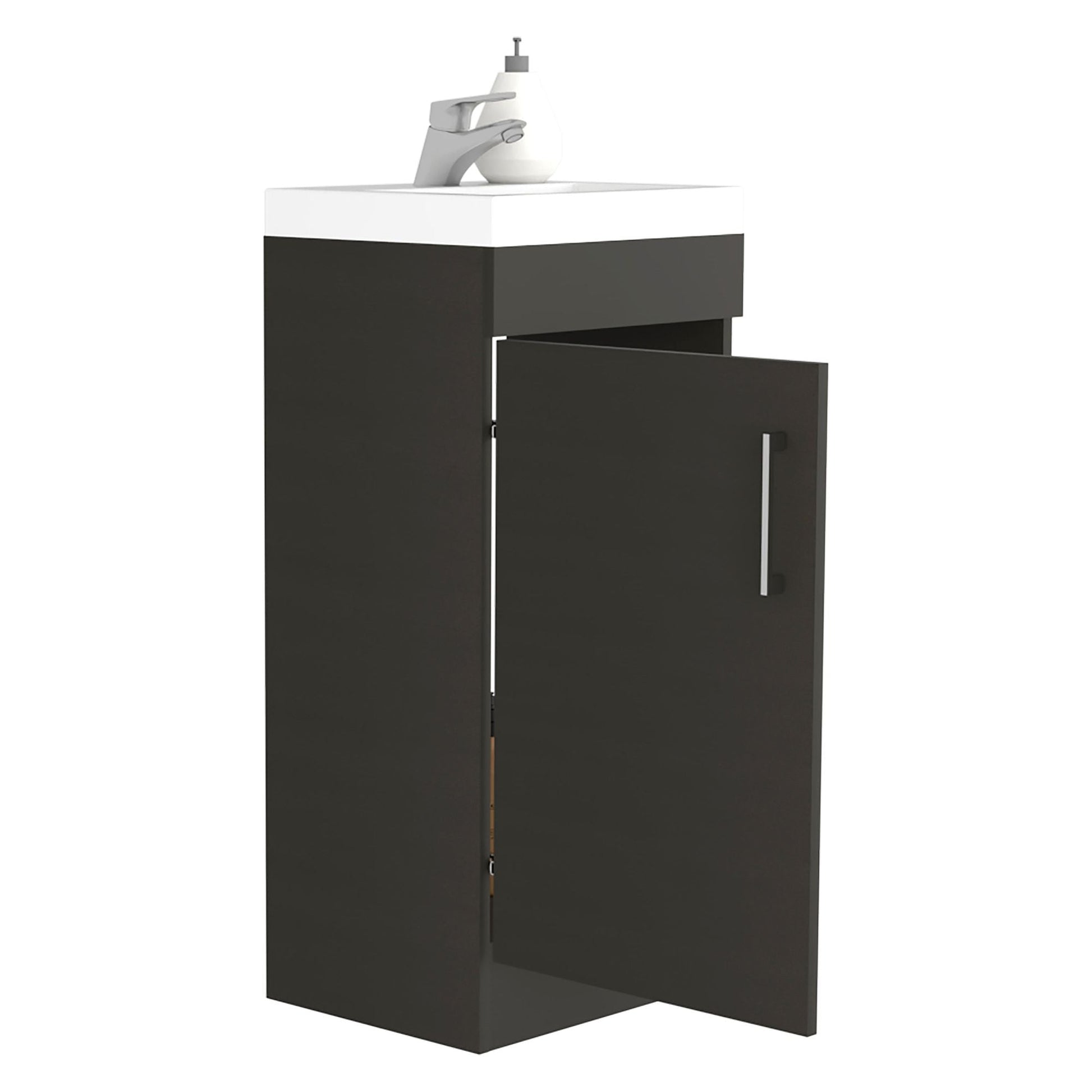 Bathroom Vanity Sink Jozz, Single Door Cabinet, Black Wengue Finish - Asmota