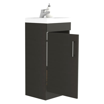Bathroom Vanity Sink Jozz, Single Door Cabinet, Black Wengue Finish - Asmota