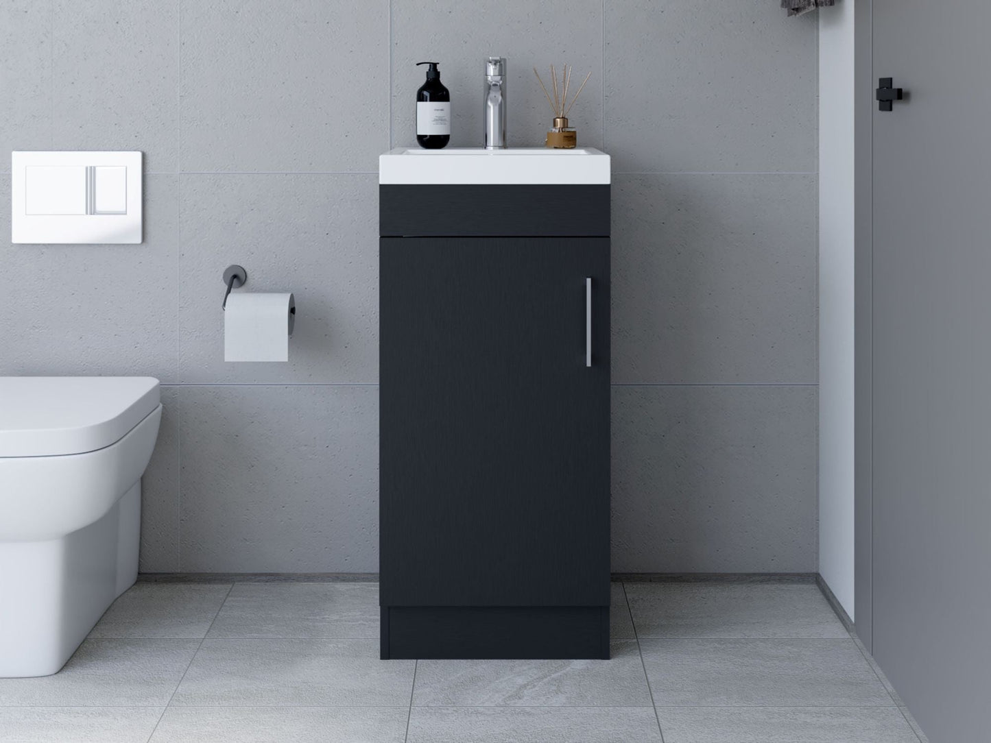 Bathroom Vanity Sink Jozz, Single Door Cabinet, Black Wengue Finish - Asmota