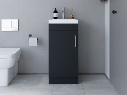 Bathroom Vanity Sink Jozz, Single Door Cabinet, Black Wengue Finish - Asmota