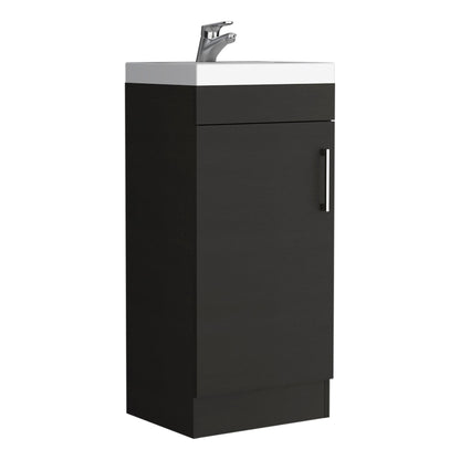 Bathroom Vanity Sink Jozz, Single Door Cabinet, Black Wengue Finish - Asmota