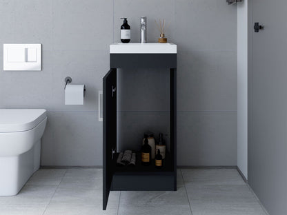 Bathroom Vanity Sink Jozz, Single Door Cabinet, Black Wengue Finish - Asmota