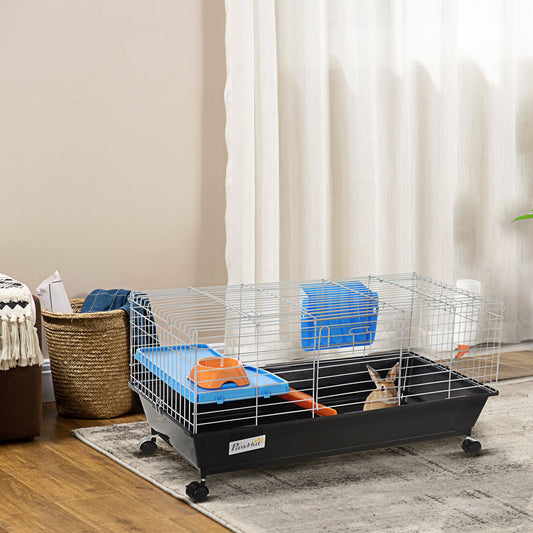 35L Black Metal Chinchilla Cage with Feeder and Ramp