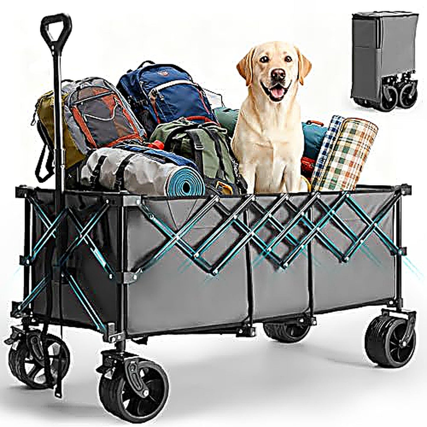 440lb Capacity Foldable Extra Long Nylon Dog Carrier Trolley
