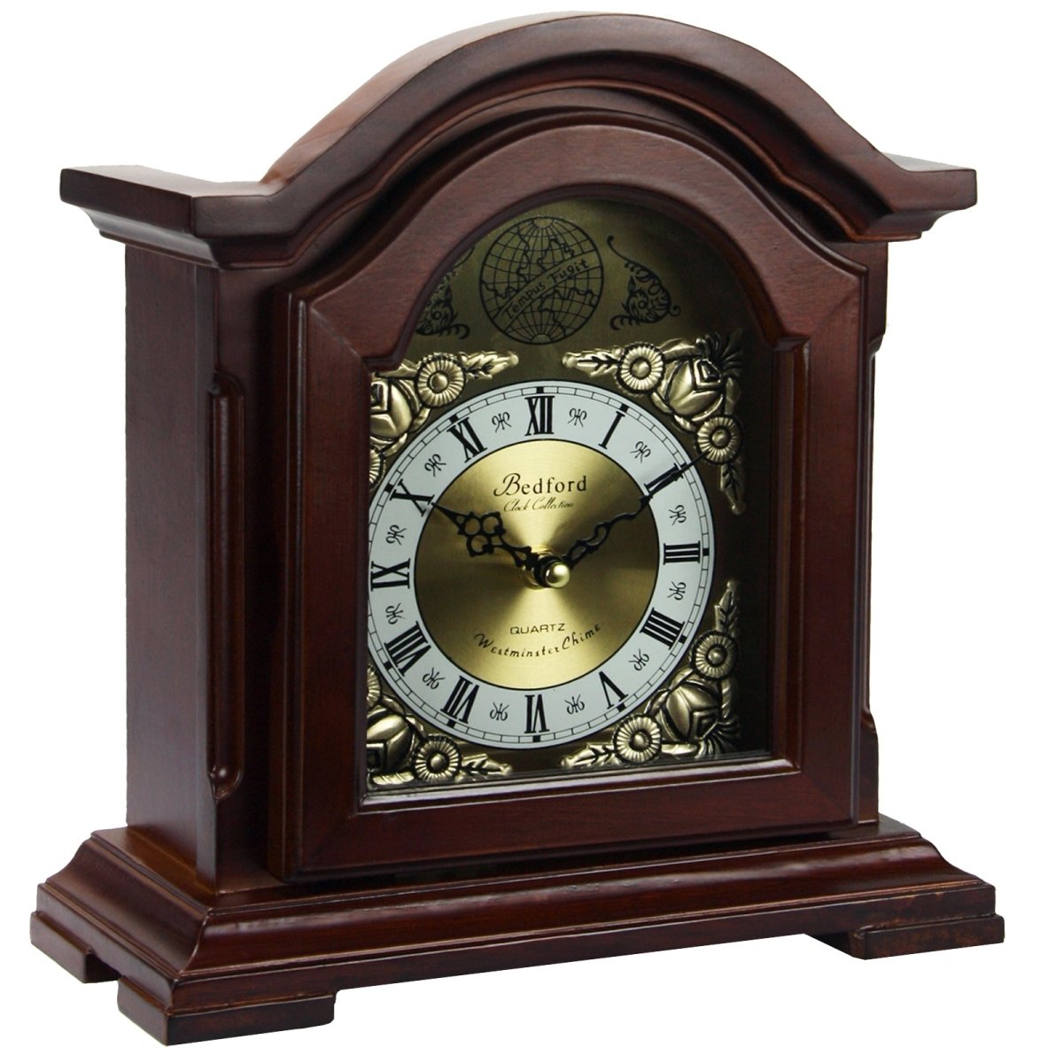 Bedford Clock Collection Redwood Mantel Clock with Chimes - Asmota