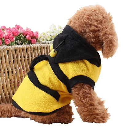 Bee Pet Puppy Coat Apparel Outfit Fleece Clothes Dog Cat Hoodie Fancy Costume Halloween Cosplay Sweater Dog Hoodies - Asmota