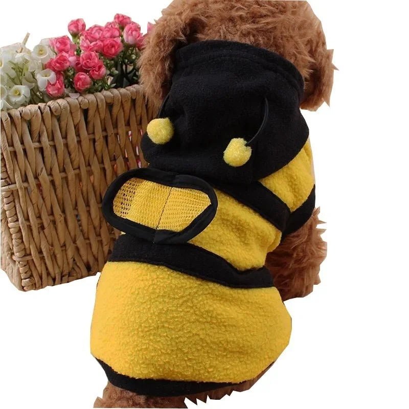Bee Pet Puppy Coat Apparel Outfit Fleece Clothes Dog Cat Hoodie Fancy Costume Halloween Cosplay Sweater Dog Hoodies - Asmota