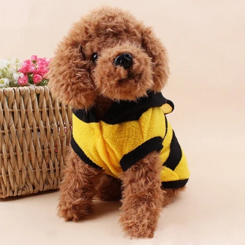 Bee Pet Puppy Coat Apparel Outfit Fleece Clothes Dog Cat Hoodie Fancy Costume Halloween Cosplay Sweater Dog Hoodies - Asmota